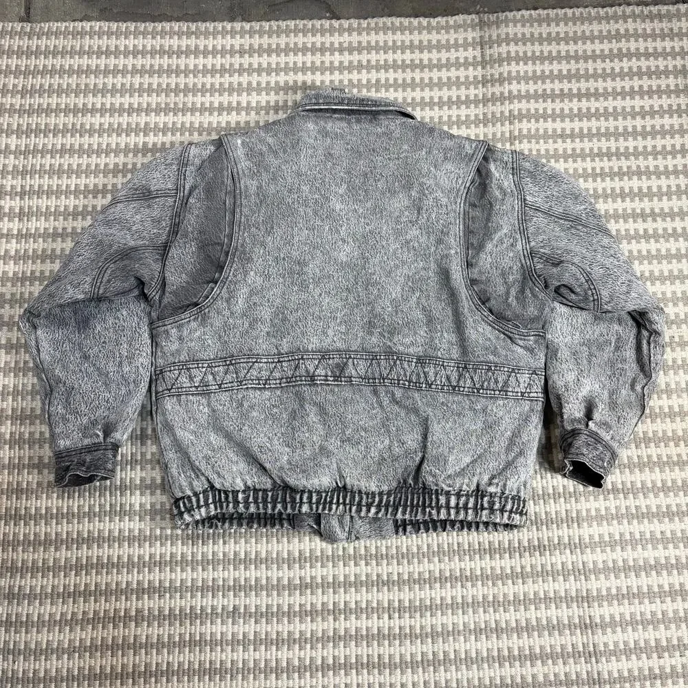 VTG Roglins Sherpa Lined‎ Acid Wash Denim Bomber Jacket Men’s Size L